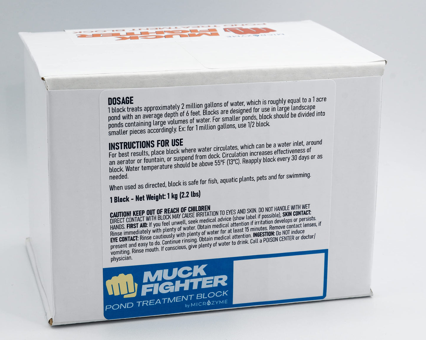 Microzyme Muck Fighter Pond Treatment Block | Lasts 30 days | Natural Pond Bacteria & Sludge Decomposing Enzymes | Water Clearing Odor Eliminating Microbes | Safe for Fish, Pets, & Recreation (1-Pack)