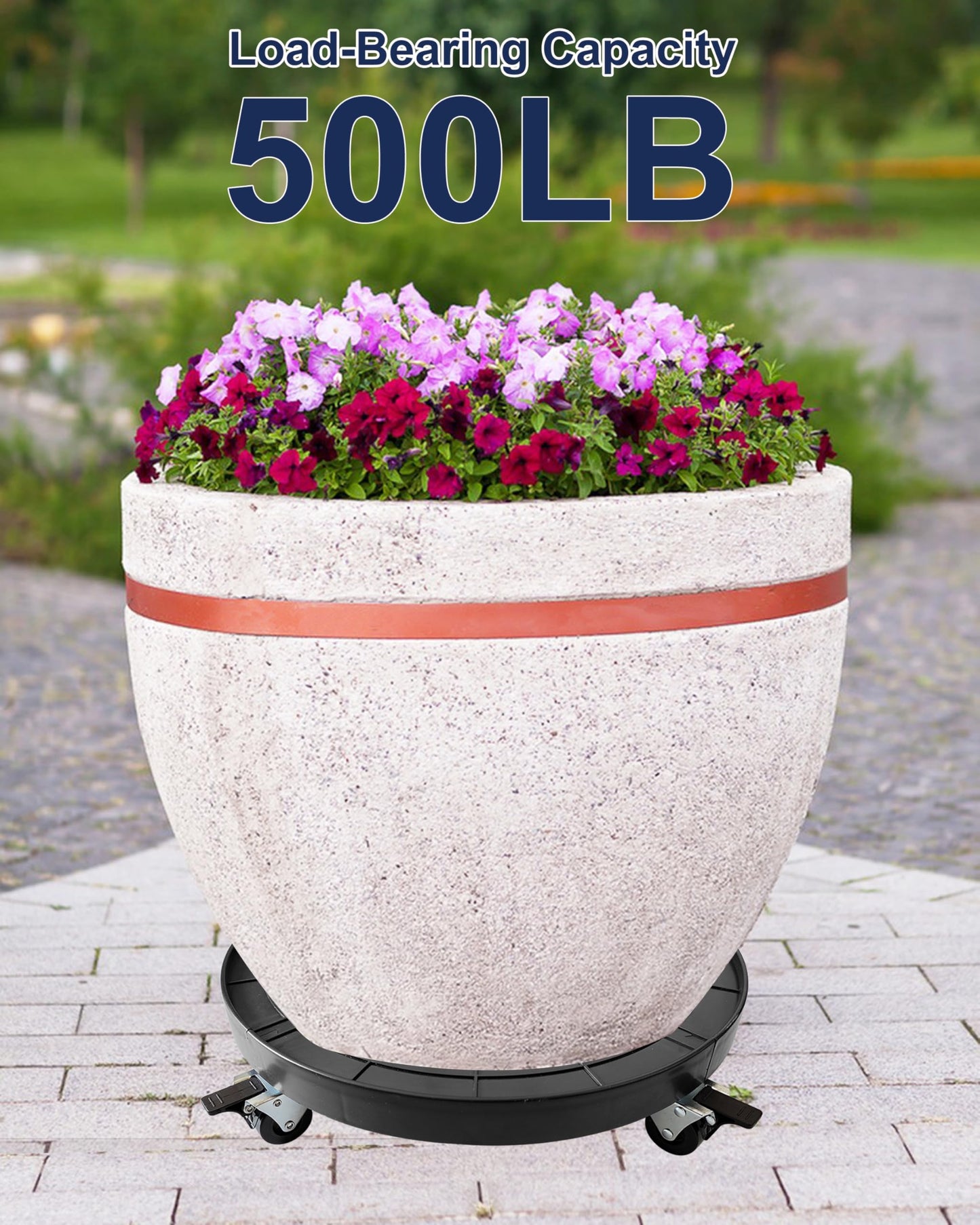 NOAMOO 16 Inch Plant Caddy with Wheels Outdoor Indoor 2 Pack, Extra Large Rolling Plant Stand for 500lb Heavy Duty Flower Pots, Round Plant Rollers Lockable Potted Planter Dolly, Black