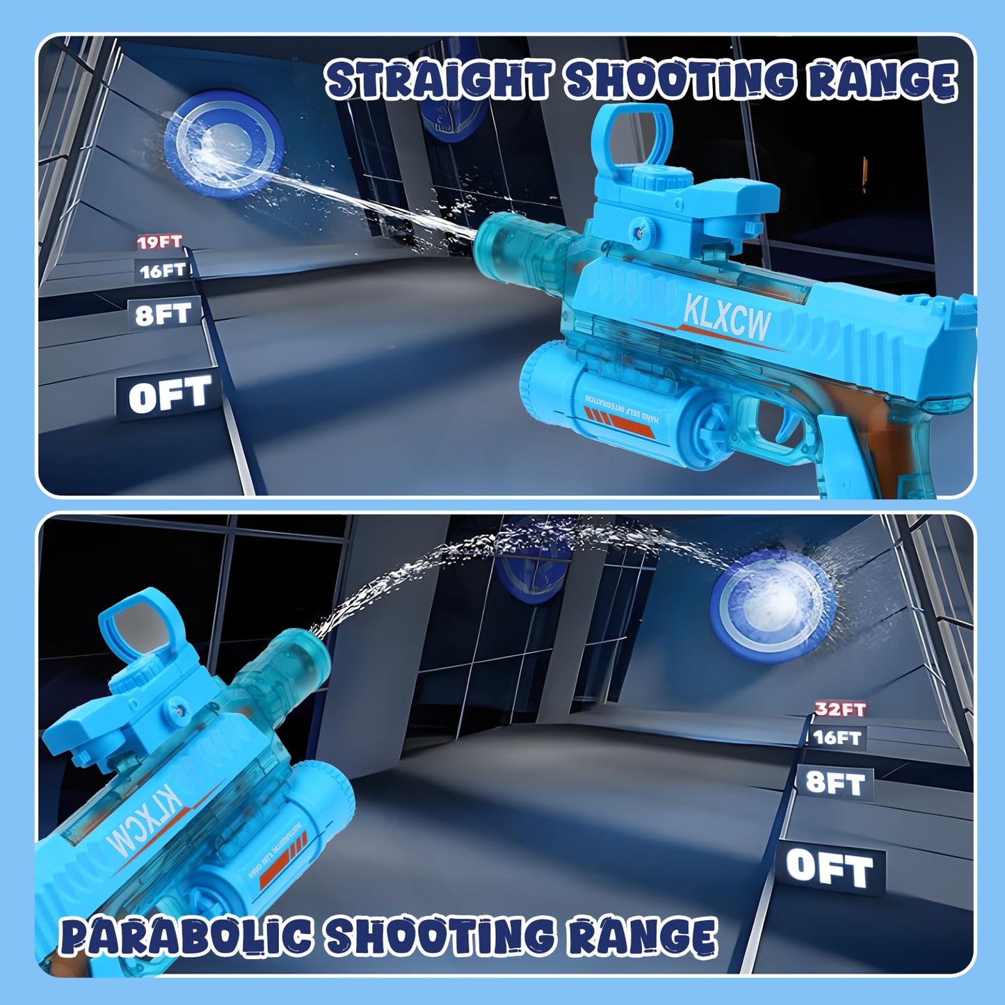 Skirfy Electric Water Gun with 750 CC for Kids Adults, Water Pistol High Powered IP67 Waterproof Up to 32FT,Ideal for Outdoor Swimming Pool Beach Games-Blue