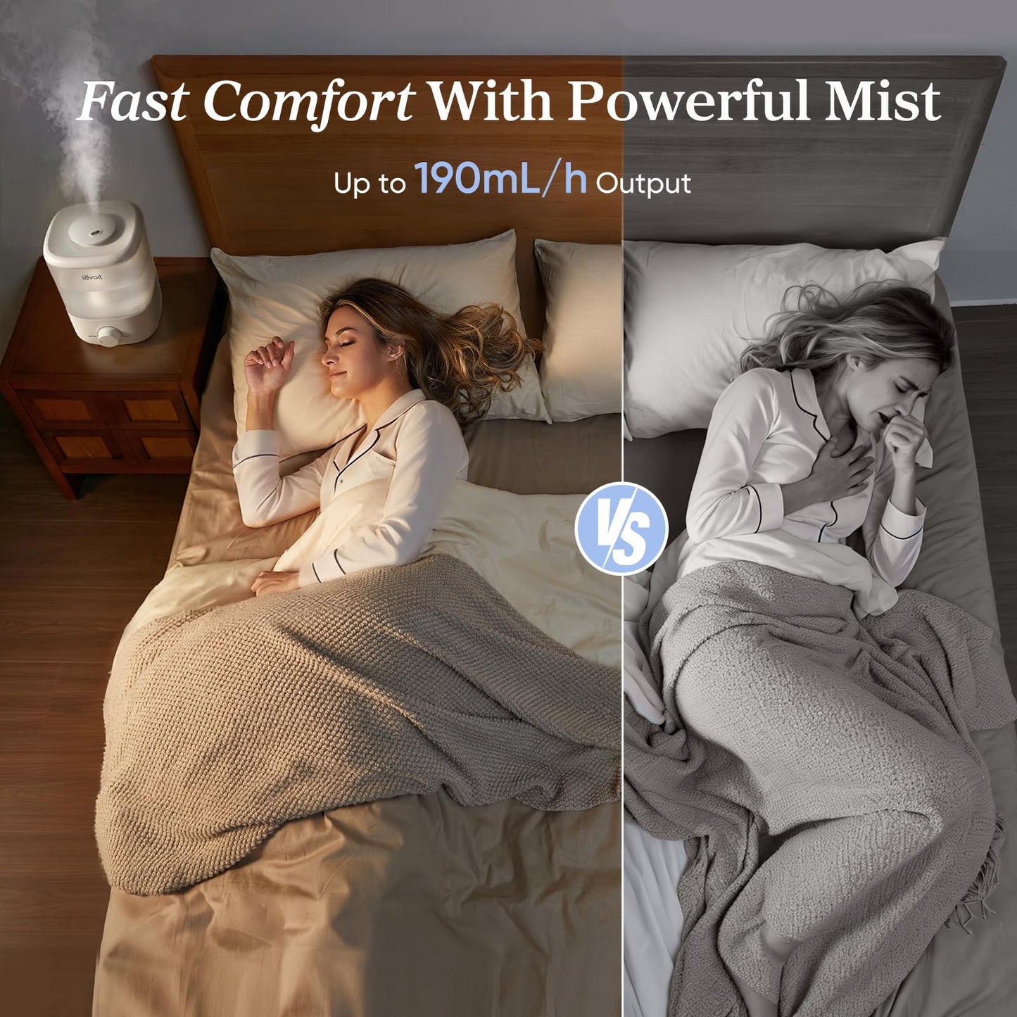 Levoit Humidifiers for Bedroom, Top Fill Cool Mist Air Humidifier for Baby Nursery, Plants, Ultrasonic, Auto Shut-off, BPA Free, Quiet, Knob Control, 360° Nozzle