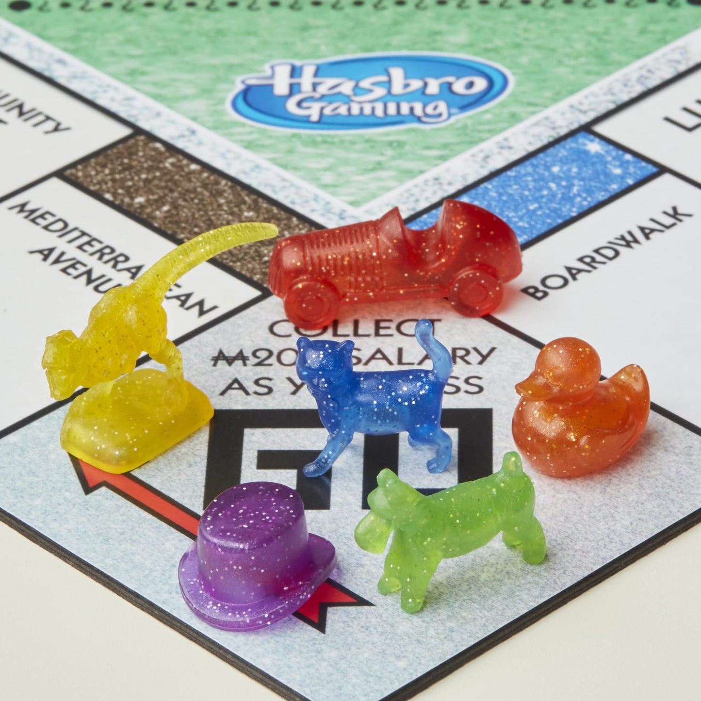 Monopoly Sparkle Edition Board Game, Family Games, with Glittery Tokens, Pearlescent Dice, Sparkly Look - English (Amazon Exclusive)