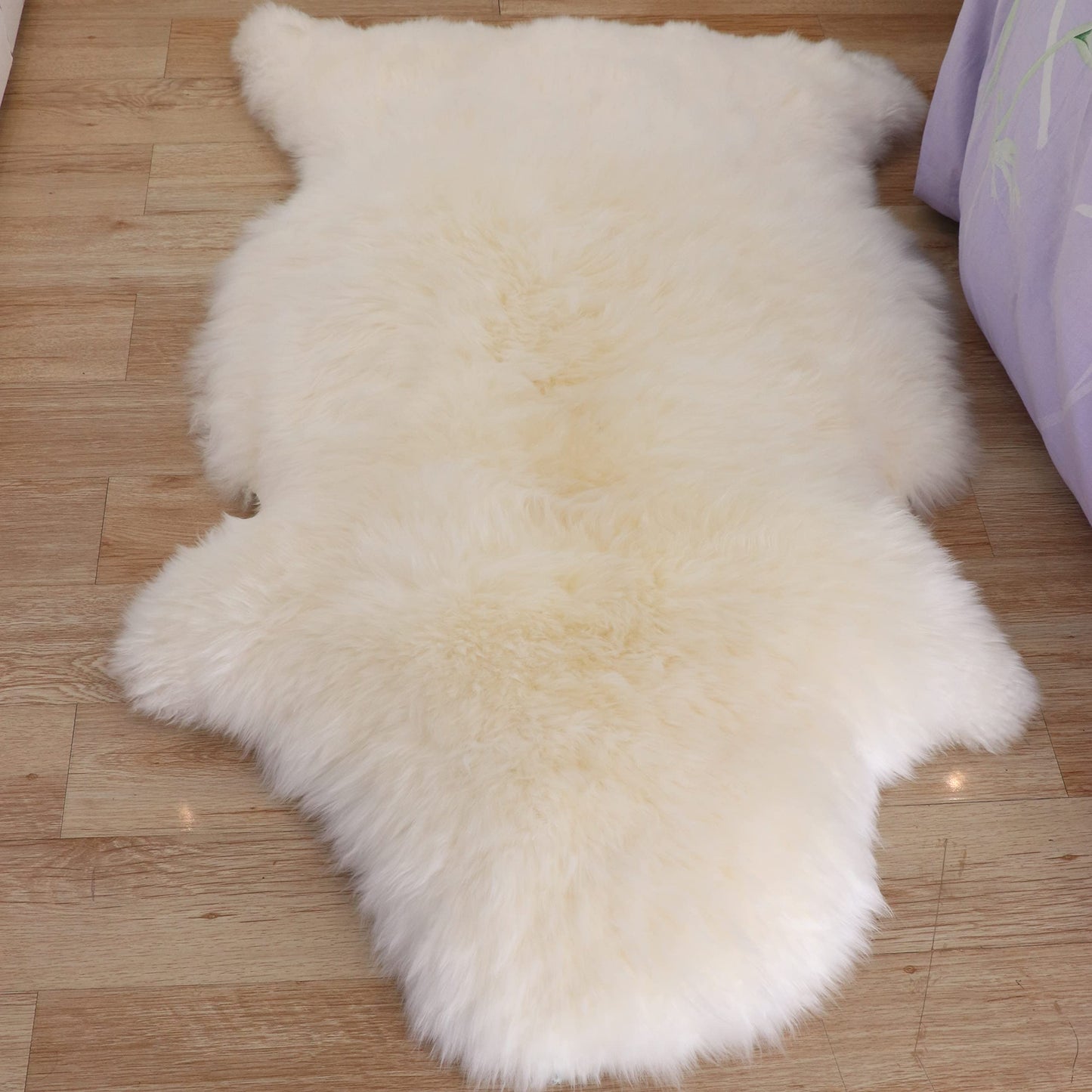 Woolous Genuine Sheepskin Rug, Natural New Zealand Real Sheep Skin Throw Extra Thick Fluffy Ivory Sheep Pelt for Living Room, Bedroom, Sofa or Chair (3.5x2.3 ft)