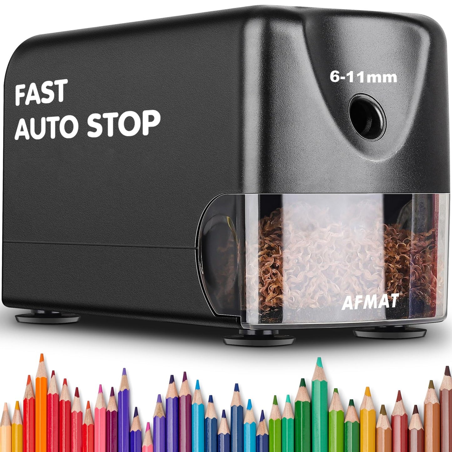 AFMAT Heavy Duty Electric Pencil Sharpener, Classroom Pencil Sharpeners for 6-11mm No.2/Colored Pencils, Auto Stop, Sharp Point, Save Pencils, Teachers Must Have