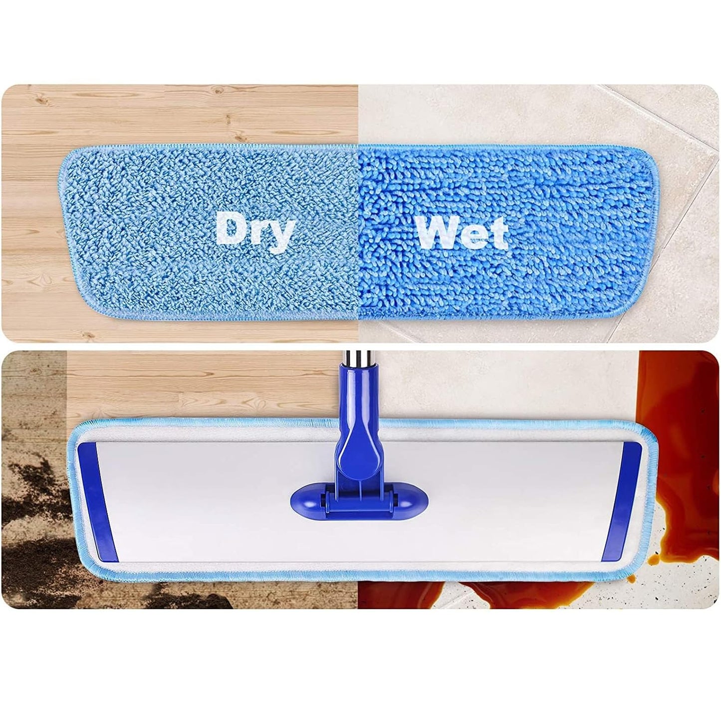 Professional Hardwood Floor Mop - 18" Microfiber Flat Mop with Washable Pad, Adjustable Stainless Steel Handle (35.5"-51") for Wet and Dry Mopping on Laminate, Tile & Vinyl Floors