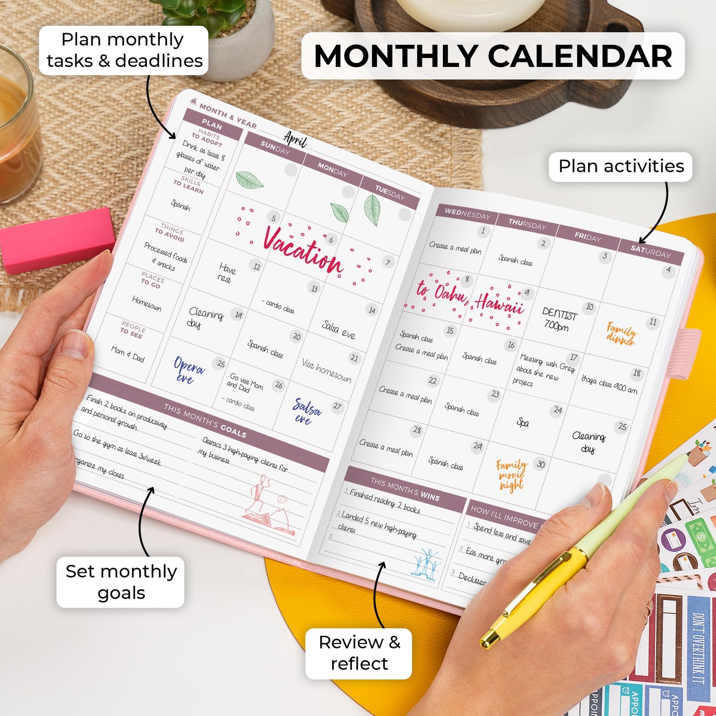 Clever Fox Planner 2nd Edition – Colorful Weekly & Monthly Goal Setting Planner, Habit Trackers, Time Management and Productivity Organizer, Gratitude Journal, Undated, A5, Lasts 1 Year – Rose Gold