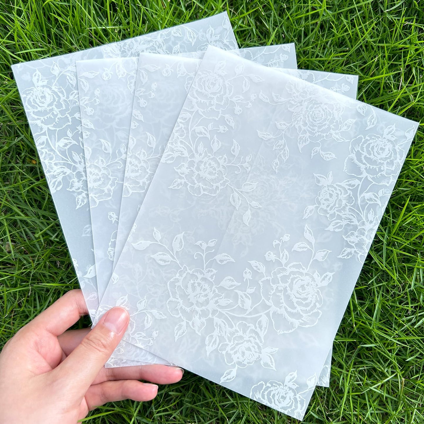 Wedding Invitation Accessories Kit, Pre-Folded Vellum Jackets for 5×7 Invitations with Wax Seal Stickers, Ribbon & Dried Flowers, Wedding Invitation Accessories for DIY Bridal Invites (50, White, Rose)