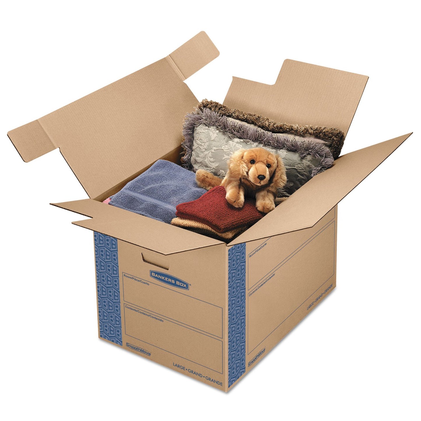 Bankers Box SmoothMove Prime Moving Boxes, Tape-Free and Fast-Fold Assembly, Large, 24 x 18 x 18 Inches, 6 Pack (0062905)