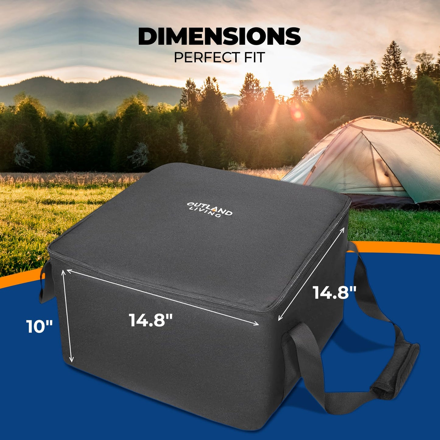 Firecube Carry Bag - Fits Outland Living 14” Square Portable Propane Firecube Fire Pit – UV and Weather Resistant – Sturdy Grips for Easy Transport