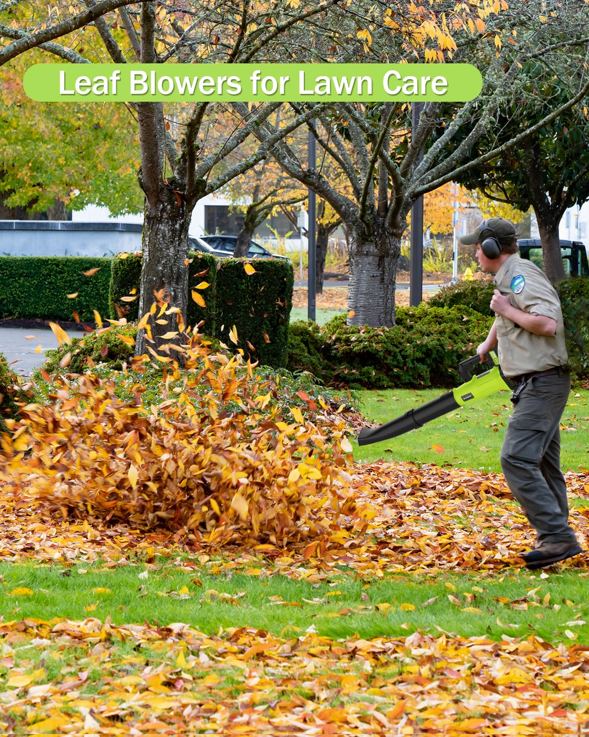 BLSKBY Leaf Blower Cordless 530CFM - 2 X 3.0Ah Battery and Fast Charger, 20V Cordless Leaf Blower with 7 Variable Speed for Yard and Garden