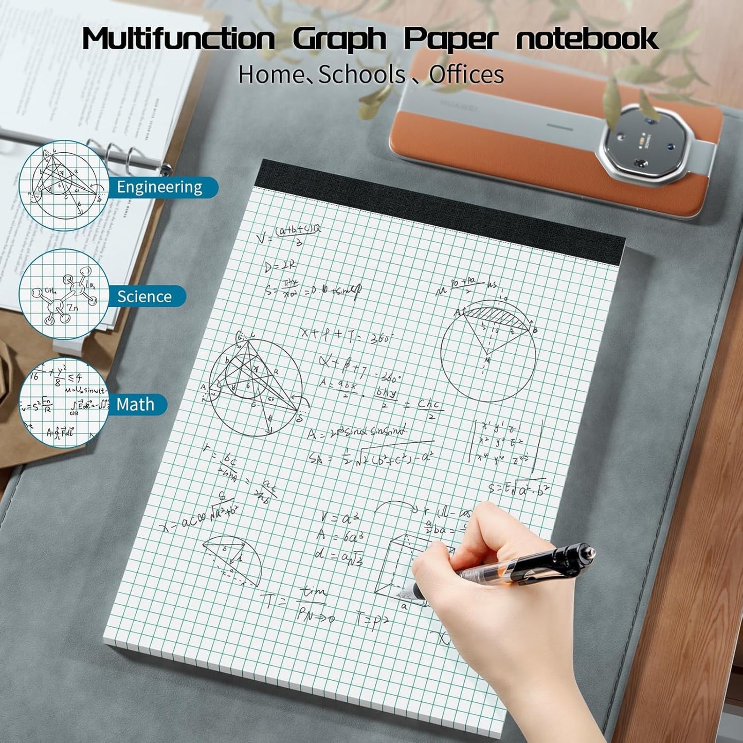 Graph Paper Pads 8.5 x 11 Graph Paper Notebook, 24 Pack 4x4 Quad Grid Paper, 30 Sheets Lined Paper Grid Notebook, Grid Paper Notebook 8.5 x 11 Engineering Paper for Drawing, Designing, Math Sketching