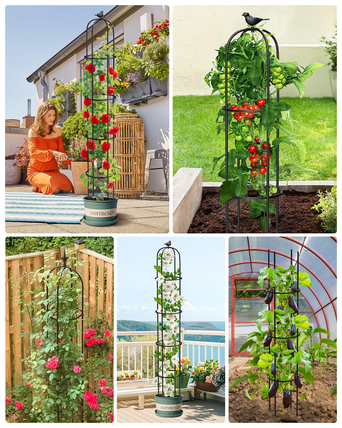MYMULIKE 2 Pack 75" Garden Trellis for Climbing Plants Indoor/Outdoor, Plant Support for Vines, Tomatoes and Cucumbers, Trellis for Climbing Plants and Vegetables, Balcony/Patio/Courtyard Supplies