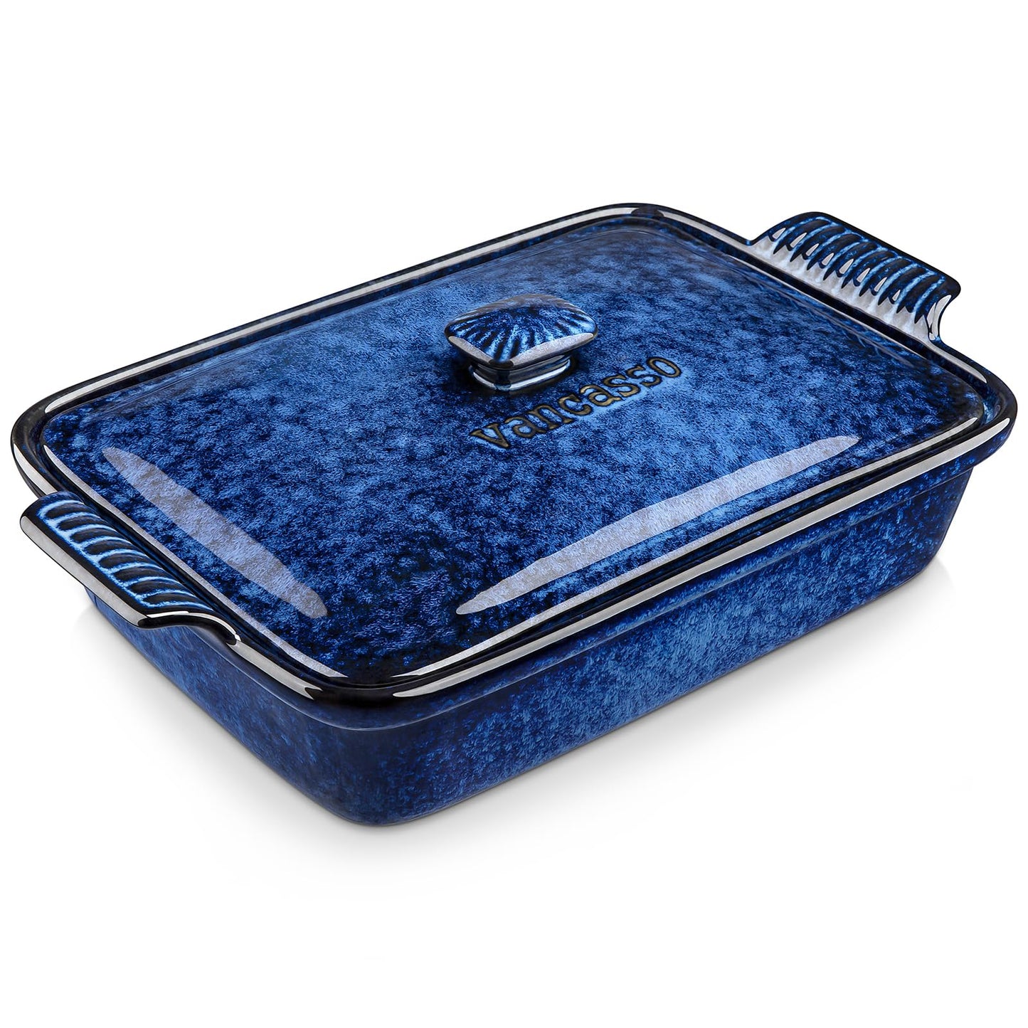 vancasso Starry Casserole Dish With Lid, 3.8 Quart Casserole Dish for Oven, 9x13 Baking Pan with Handles, Large Casserole Baking Dish Lasagna Pan with Lid, Microwave, Dishwasher Safe, Blue