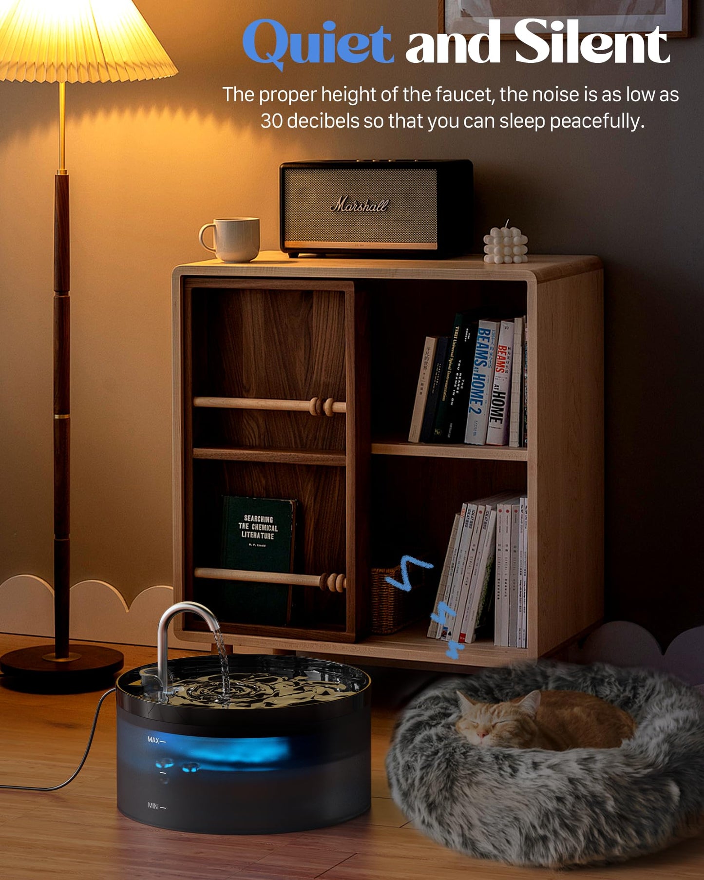 GIOTOHUN Cat Water Fountain: 3.2L Black Cat Drinking Fountain - Silent, Triple Filtration, LED Light, 6 Filters + 3 Sponges