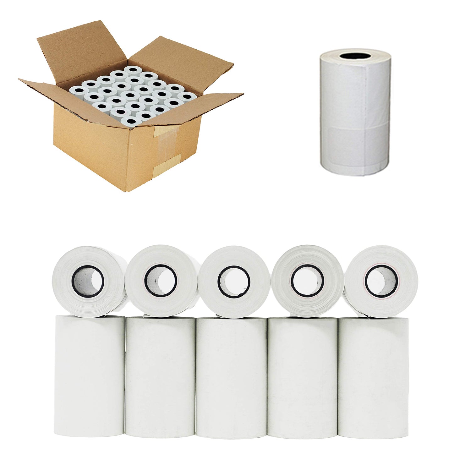 2 1/4 x 55 Thermal Paper Rolls (57mm x 30mm) For New Square Terminal Credit Card Machine (50 Rolls) 50 GSM Paper Thickness For VeriFone VX520 Ingenico ICT220 ICT250 First Data FD400 BPA FREE