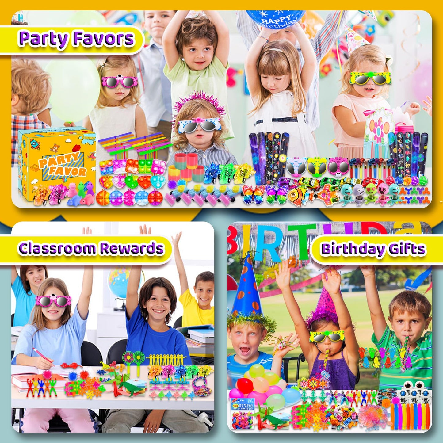 1000 pcs Party Favors for Kids, Fidget Toys Pack, Carnival Prizes,Filler Toys, Goodie Bag Stuffers, Birthday Gift Toys, Stocking Stuffers Bulks, School Classroom Rewards Toys