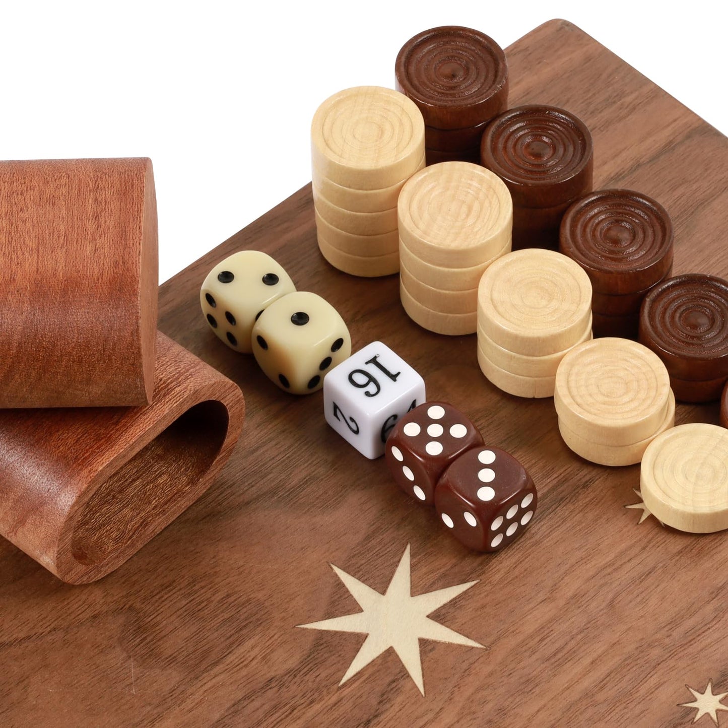 Syrace Handcrafted Wooden Backgammon Set, 16" Large Size, Classic Two-Player Strategy Board，Premium Travel Game Board for Adults & Kids
