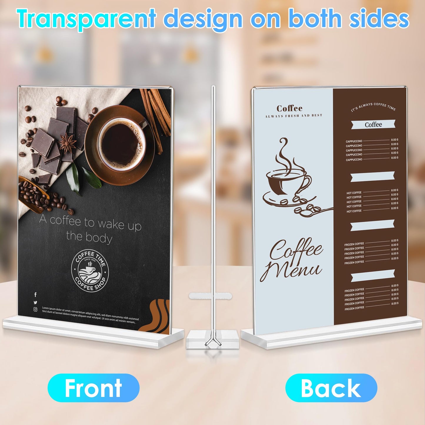 Acrylic Sign Holder 8.5 x 11 Vertical Clear Signs Display Stand Double-Sided Plastic Flyer Holder Stand for Restaurant Office School Store and Home (T Shape 12 Pack)