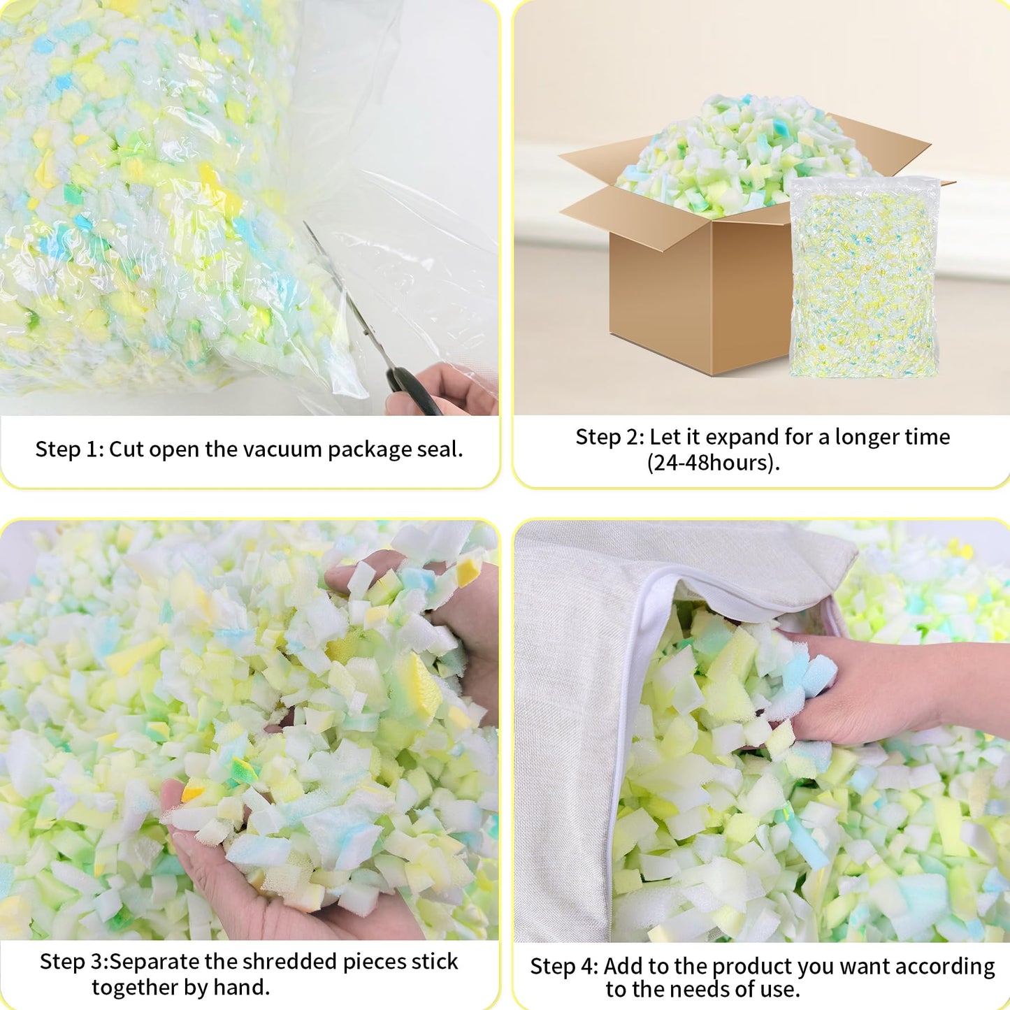 Jecqbor 10lbs Shredded Memory Foam Bean Bag Filler - Ultra-Soft Pillow Stuffing for Couches, Cushions, Stuffed Animals, Dog Beds, and DIY Arts & Crafts Projects