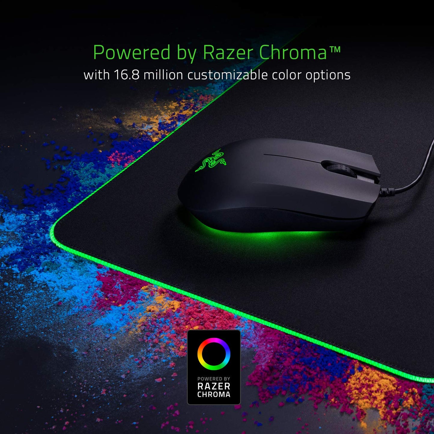 Razer Goliathus Extended Chroma Gaming Mousepad: Customizable Chroma RGB Lighting - Soft, Cloth Material - Balanced Control & Speed - Non-Slip Rubber Base - Classic Black, Wide