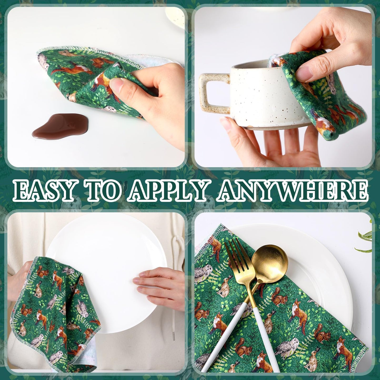 Redbaker 30 Pcs Reusable Paper Towel Paperless Towel with Cardboard Roll Reusable Cloth Paper Napkins for Kitchen Washable Napkins Fit on All Holder Roll Home Household Clean(Animal,10 x 12 in)