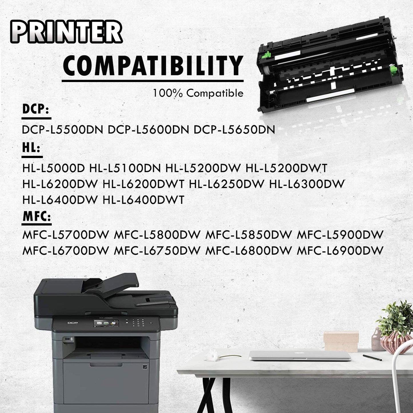 2 Inkfirst Compatible Drum Unit Replacement for Brother DR-820 DR820 MFC-L5850DW MFC-L5900DW MFC-L6700DW MFC-L6750DW MFC-L6800DW MFC-L6900DW DCP-L5500DN DCP-L5600DN DCP-L5650DN HL-L5000D HL-L5100DN