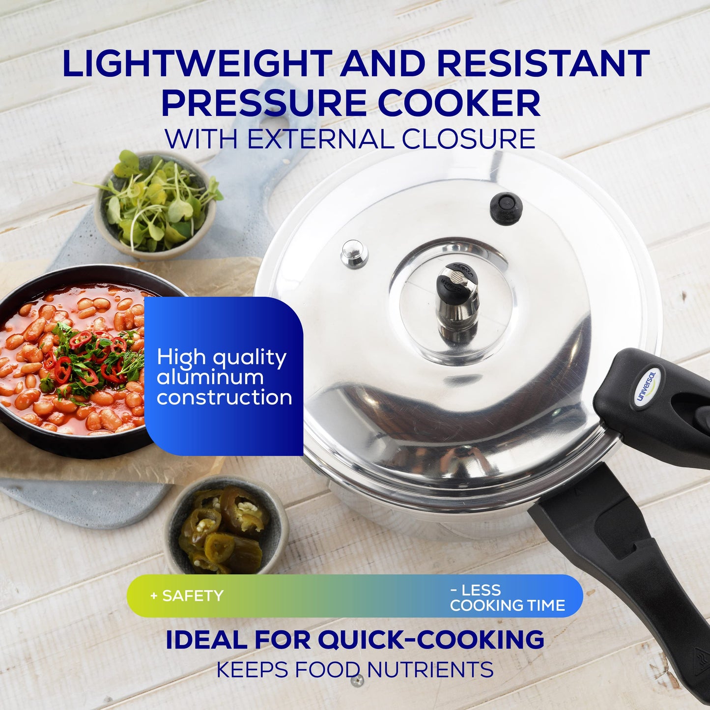 Universal (3.7 Quart / 3.5 Liter) Small Anti-Rust Ultra Pressure Cooker, Aluminum Pressure Cooker for 4 Servings, Even Heat Distribution, Diameter 9.4 inches, Height 7 inches