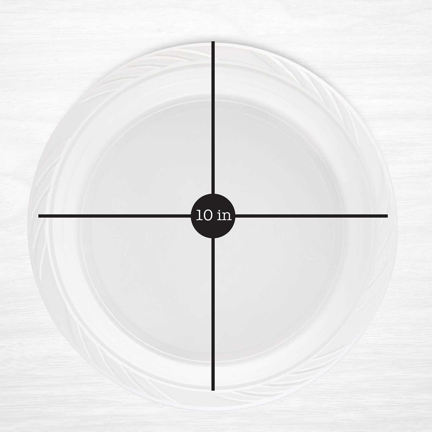200 Count Disposable 10 Inch White Plastic Dinner Plates Extra Large