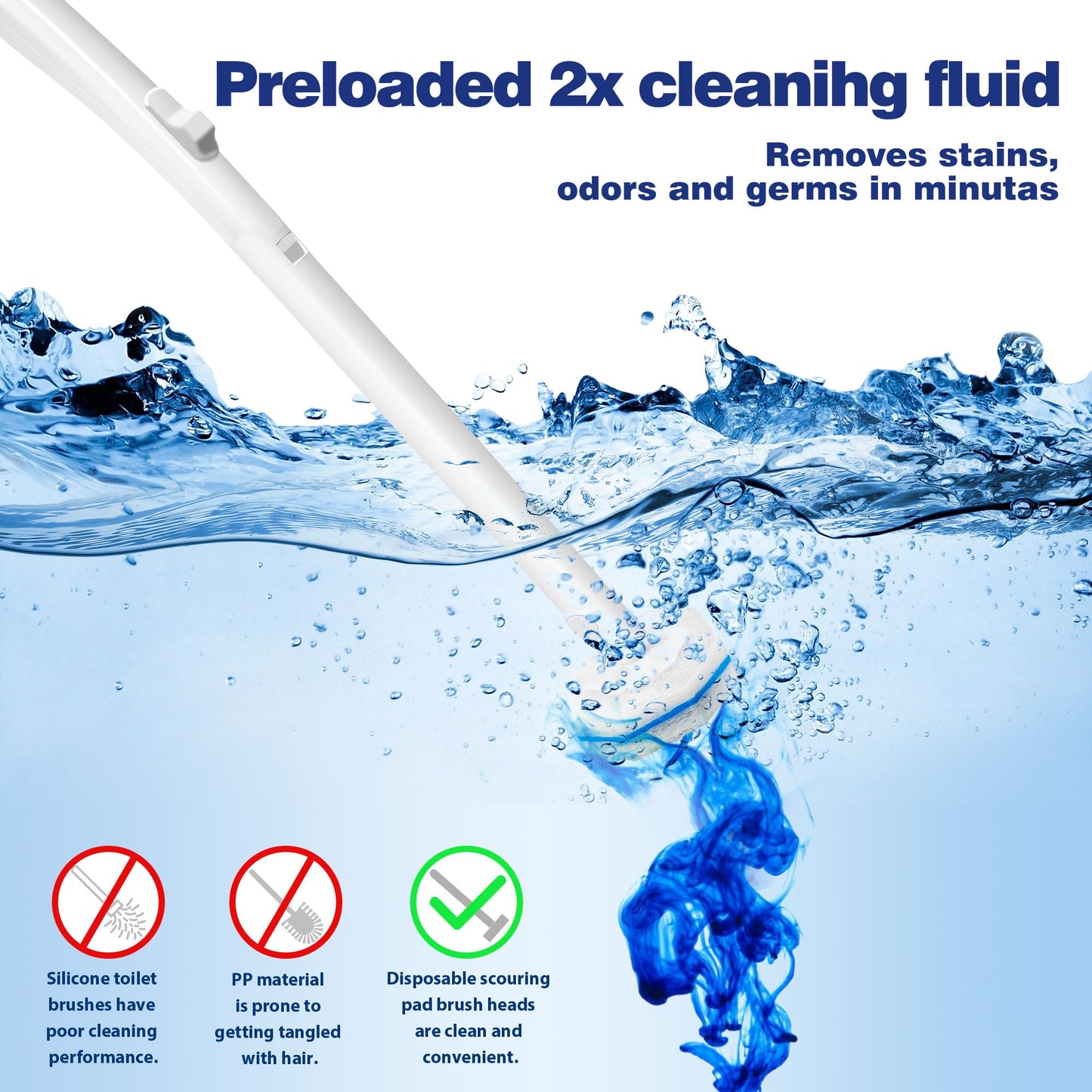 2 Pack Disposable Toilet Brush Set with 60 Refills, Wall-mounted Toilet Bowl Wand Kit-2 Extend Toliet Wand, 2 Storage Holder&60 Disposable Refill Pre-Filled Cleaning Solution for Deep Cleaning Toilet.