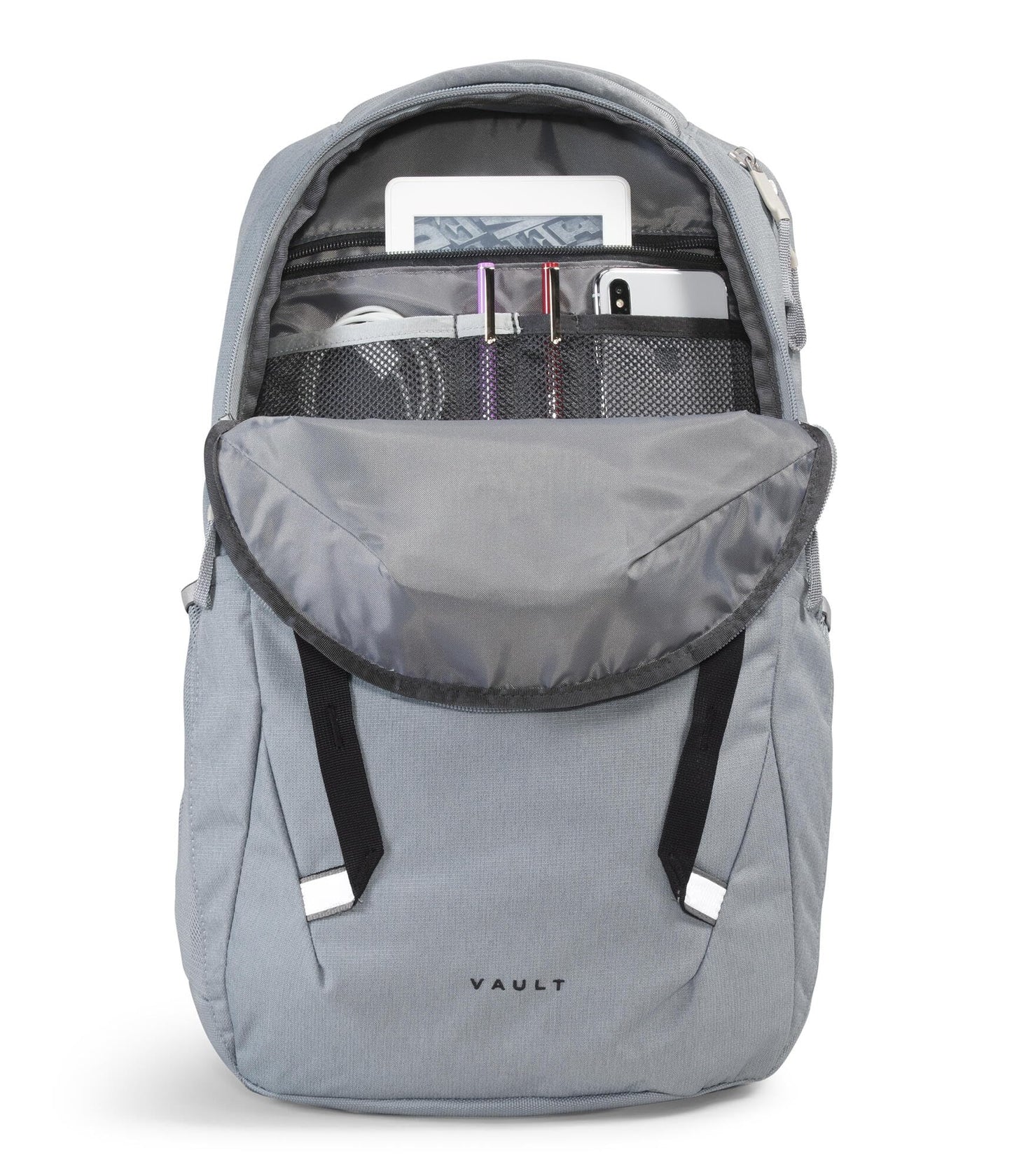 THE NORTH FACE Vault Everyday Laptop Backpack - Commuter Travel Bag, Water-Repellent, Spacious Main Compartment, Mid Grey Dark Heather/TNF Black-NPF, One Size
