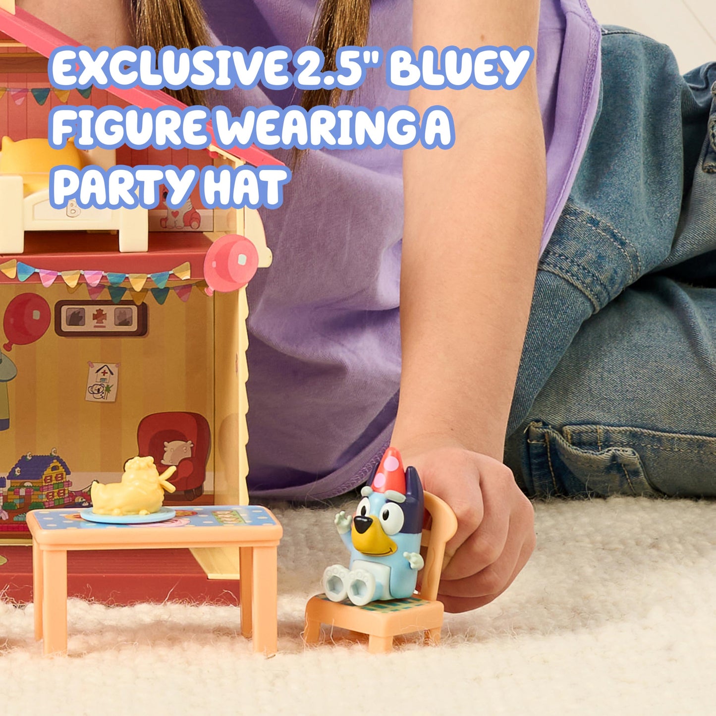 Bluey's Celebration Home, Help Celebrate Bluey's Birthday, with 11 Play Pieces of Removable Furniture and Accessories, Plus 1 Exclusive 6.3cm Bluey Figure