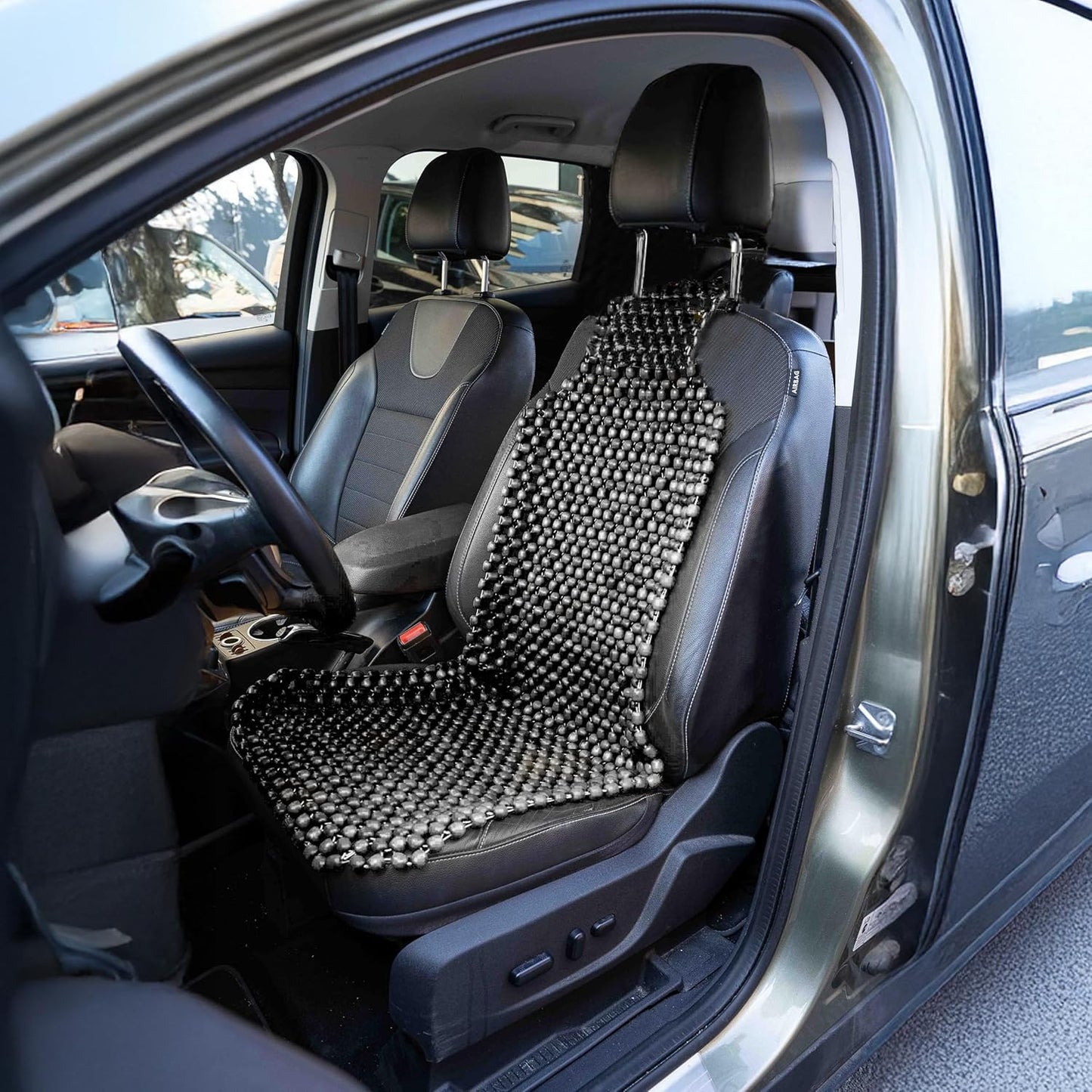 Zone Tech Wood Beaded Seat Cushion - Quality Black Premium Quality Car Massaging Double Strung Wood Beaded Seat Cushion for Stress Free All Day!
