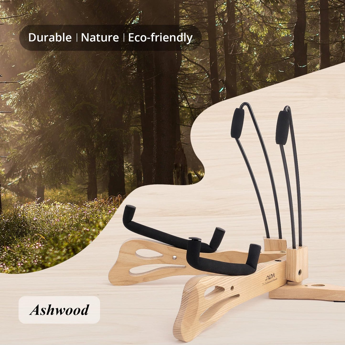 DIDA Acoustic Guitar Stand, Guitar Stand for Acoustic Holder, Folding Wooden Guitar Floor Stand with Non-slip Rubber and Soft Foam, Portable Musical Instrument Holder, Guitar Accessories (Ashwood)