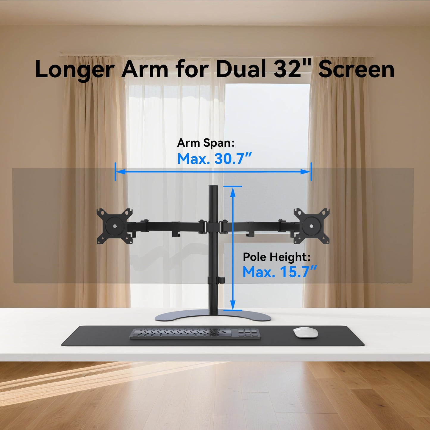 SHOPPINGALL Dual LCD LED Monitor Mount Stand with 2 Adjustable Arms for 13"-32" Monitors with 3 Mounting Options in The Box - SA-D29S-BLACK