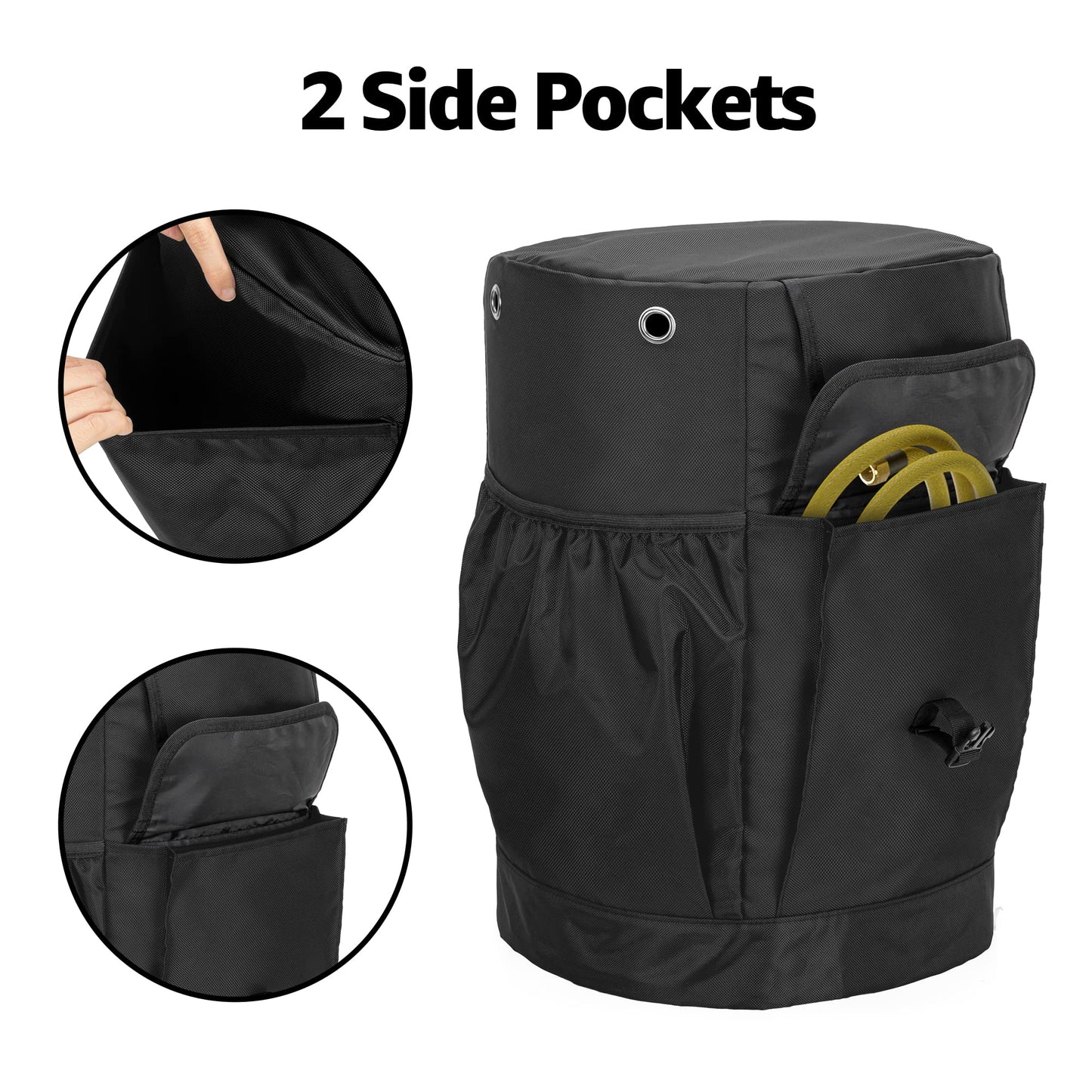 SAMDEW Outdoor 20 lb Propane Tank Cover with Tabletop Feature and 2 Pockets, Grill Gas Tank Cover for 20 lb Propane Tank Cylinder, Water-Resistant, Traveling & Camping, Black, Bag Only
