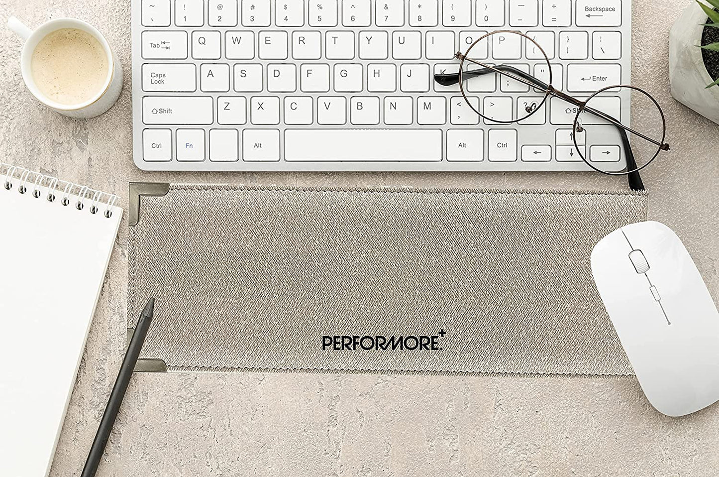 Performore12 X4 1UP Premium Business Cheque Book Binder, Includes Pen and Calculator, Light Tan Fabric 3/4" Round Ring 60 Check Capacity, 1 Inner Fabric Pocket and Clear Pocket on Both Covers 2 Pack