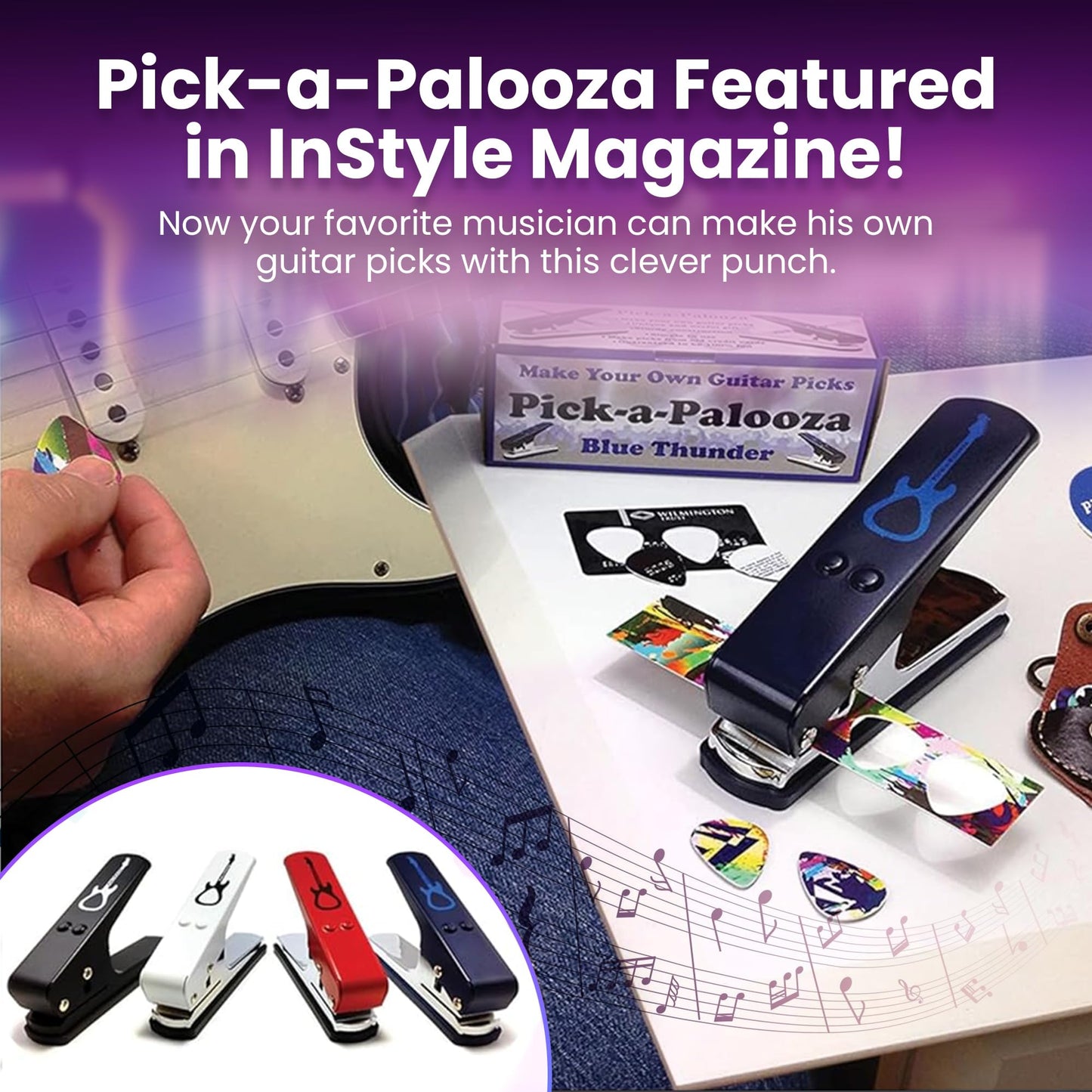 Pick-a-Palooza® DIY Guitar Pick Punch Mega Gift Pack - Premium Guitar Pick Maker - Red