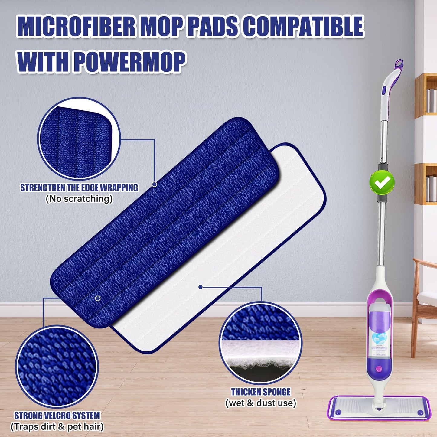 Spray Floor Mops with 3 Reusable Washable Pads for Cleaning Floors - EXEGO Microfibre Floor Mop with Spray Wet Dry Mops Household Flat Mop for Cleaning Laminate Tile Wood Hardwood Ceramic Vinyl