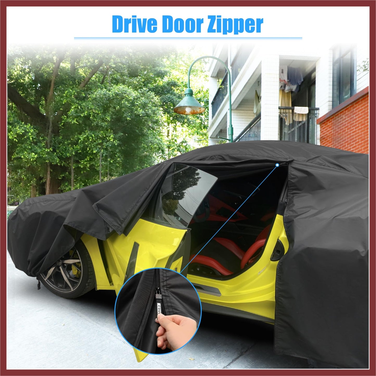 HEROFFIX Waterproof Car Cover for Chevrolet Corvette C4 C5 C6 C7 1984-2019 210D Outdoor Full Car Cover All Weather Windproof Sun Rain Protection with Door Zipper Replace Parts
