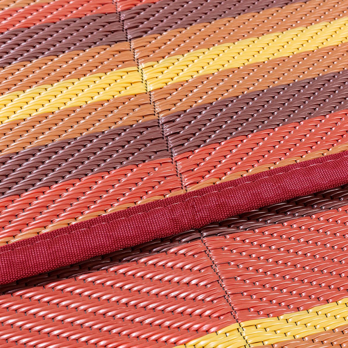 WondRg Outdoor Rug Patio Mat 6x9 Waterproof Plastic Straw Red Orange Stripe Tapis Exterieur for Camping Picnic Deck Washable Outside Carpet Balcony Backyard Porch RV Portable Reversible Lightweight