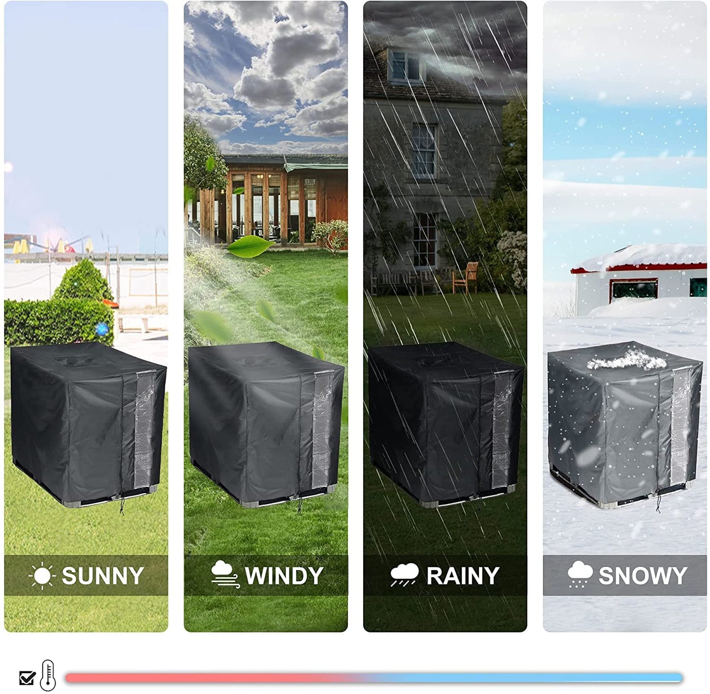 2 Pack IBC Tote Cover, 600D Heavy Duty Waterproof Cover for 1000L IBC Container Rain Water Tank, Outdoor 275 Gallon Rain Barrel, Anti-Dust, Sun Protective