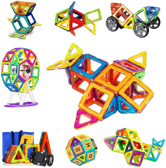 Magnetic Blocks,110 PCS Magnetic Tiles for Boys and Girls, Magnetic Building Blocks Set Educational Toys for Kids