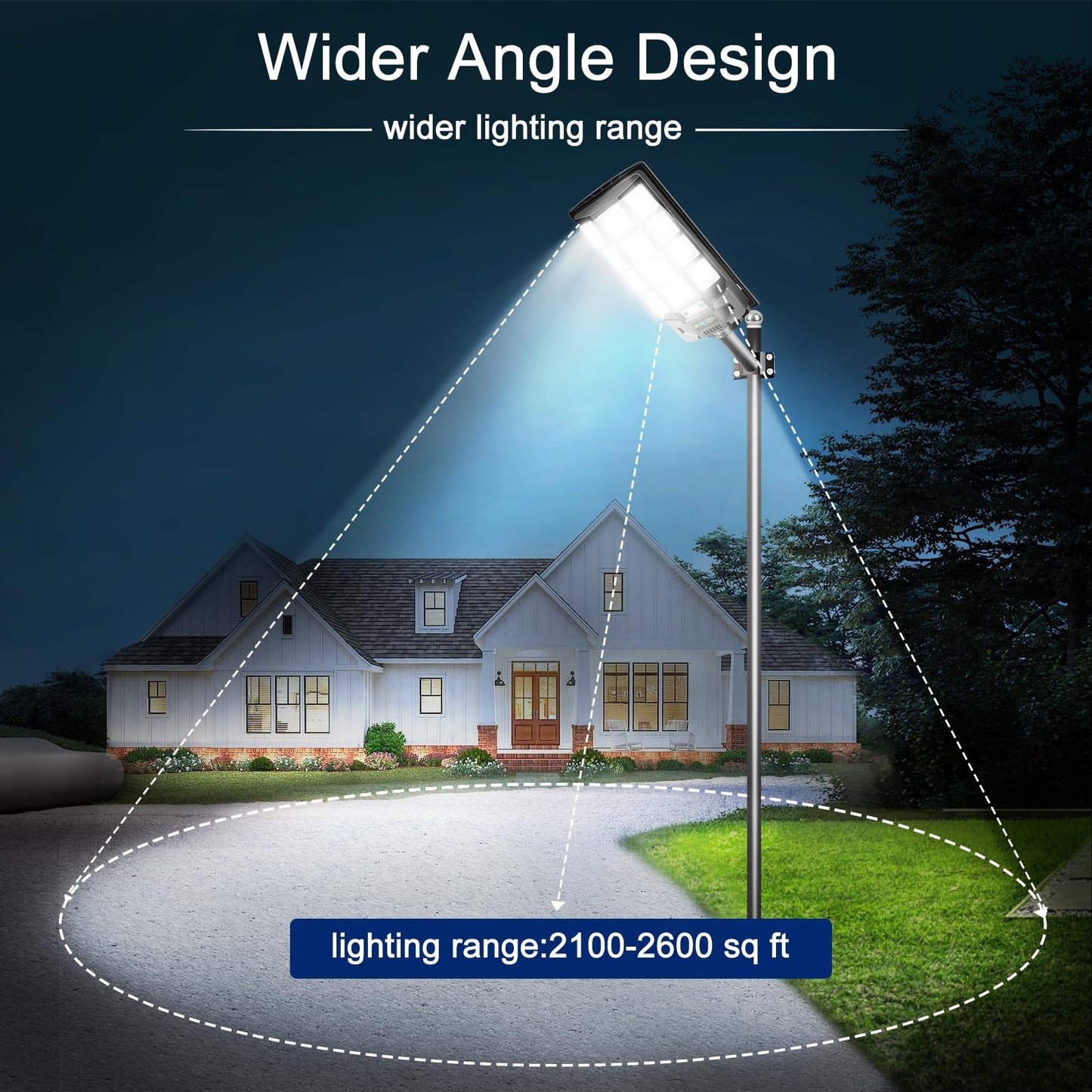 Baiston Solar Street Lights Outdoor: Dusk to Dawn Solar Parking Lot Lights with 3 Modes Motion Sensor Remote Control, 6500K 360 Leds Commercial Solar Lights for Outside, Backyard, Garage, Garden,1Pack