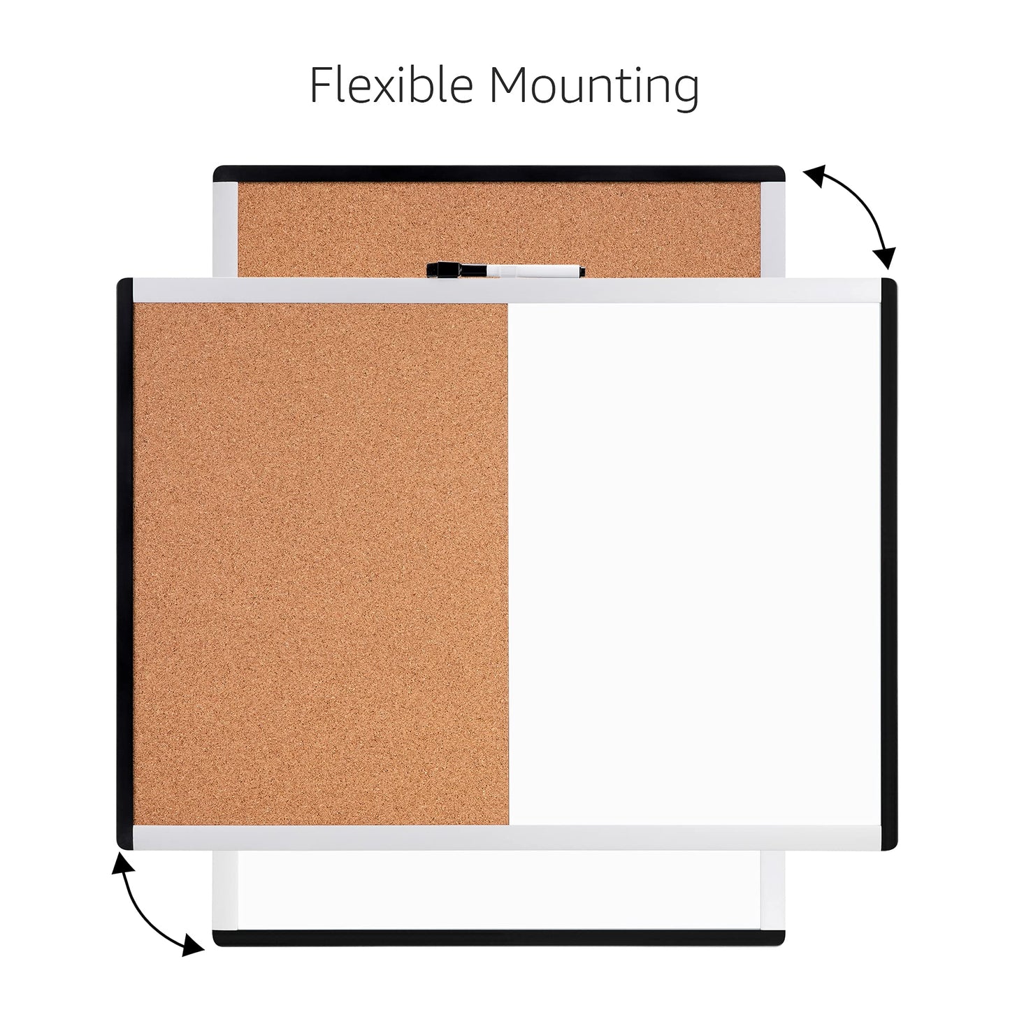 Amazon Basics Combo Magnetic Whiteboard&Cork Board for Home,Office and Classroom, Plastic/Aluminum Frame, White,Yellow, 17" x 23"