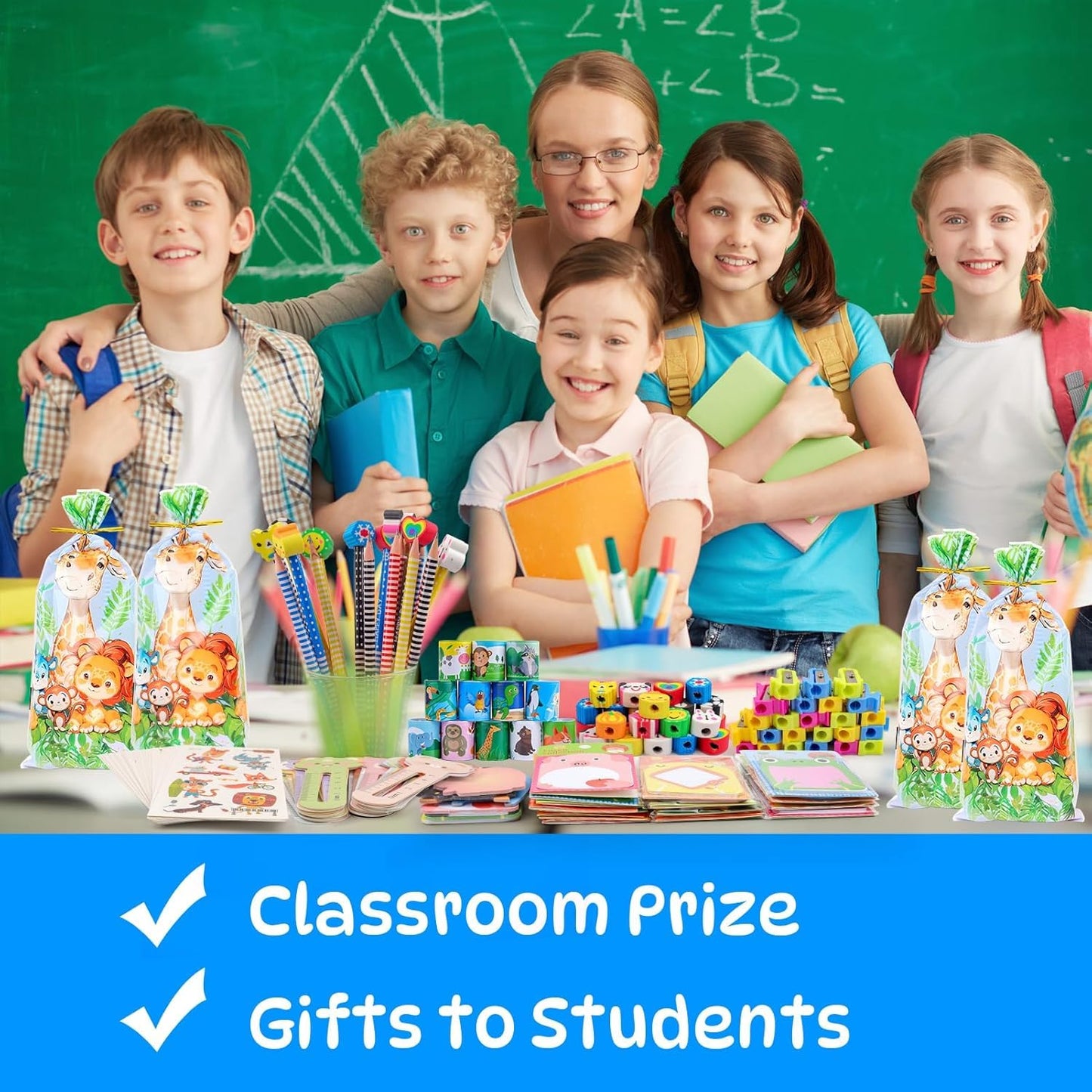 Loot Bags for Kids Birthday, 24Pack Stationery Birthday Goodie Bags with Pencils Erasers Stickers School Classroom Gifts for Students Classroom Gifts Rewards Prizes