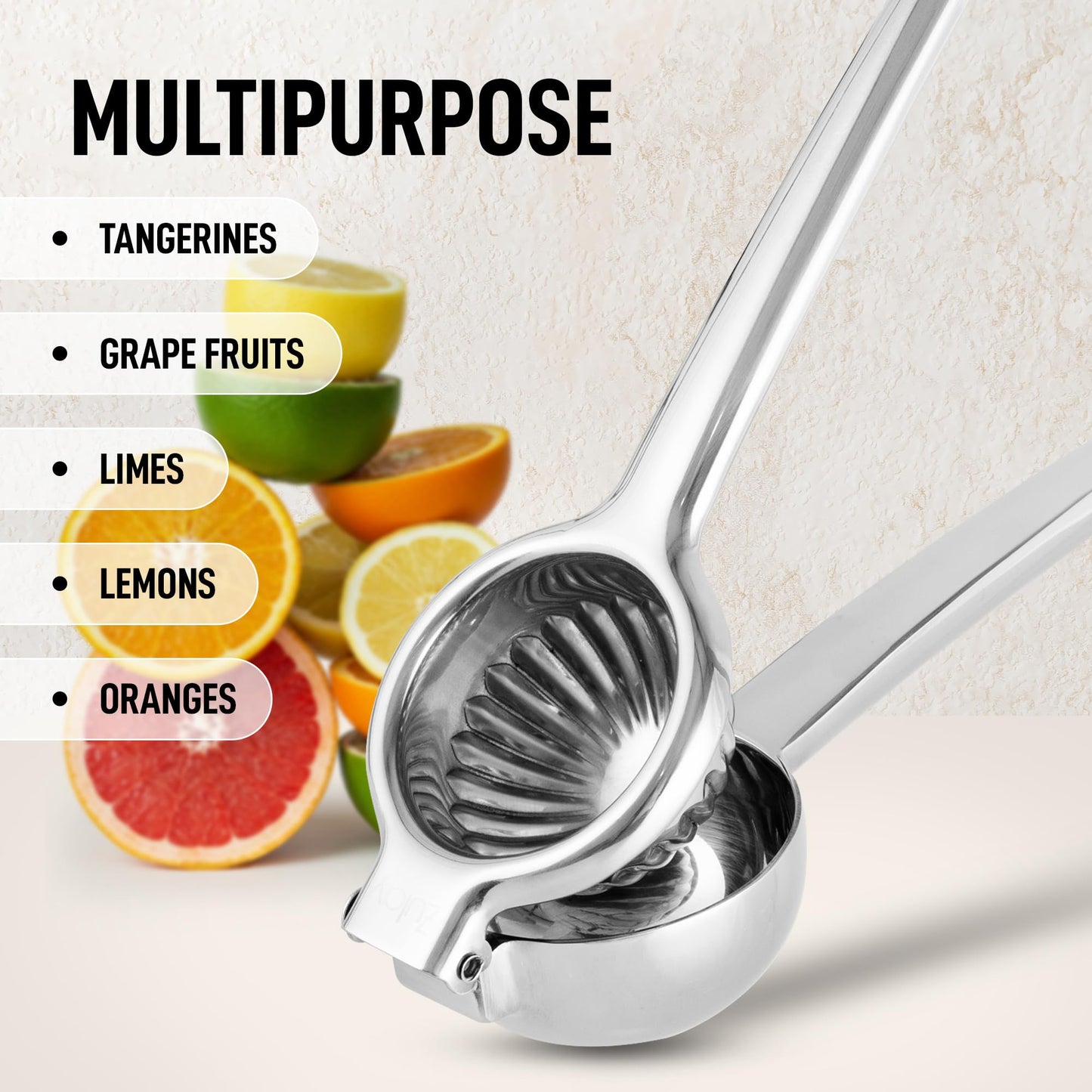 Zulay Extra Large Lemon Squeezer Stainless Steel - Easy Squeeze Manual Heavy Duty Lemon Juicer Hand Press - Ergonomic Citrus Squeezer & Fruit Juicer for Oranges, Lemons, & Limes