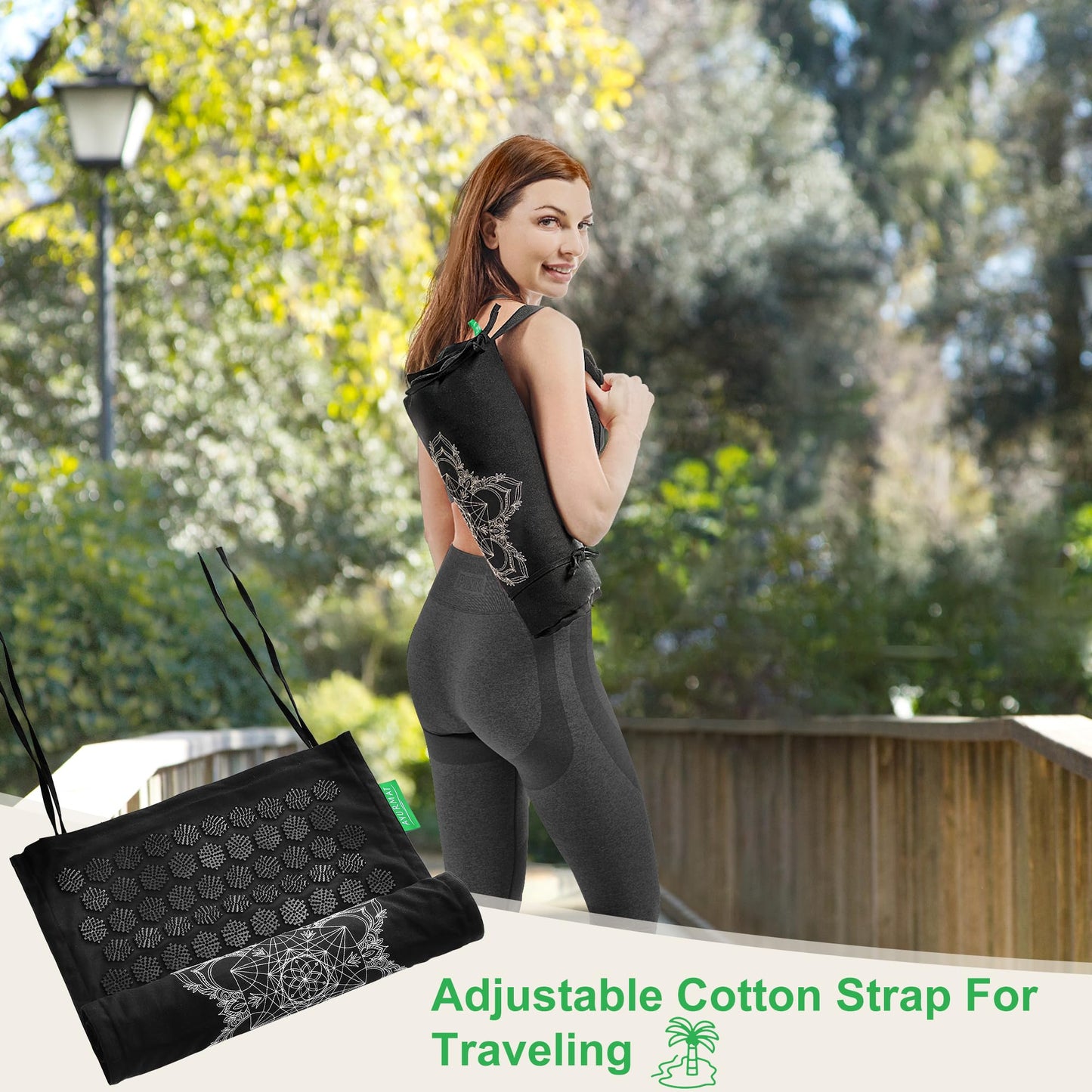 AyurMat Premium Acupressure Mat and Pillow Set - Natural Eco-Friendly Linen & Coconut Fiber,Ergonomic Design,Relieves Stress & Tension,with Carrying Bag,Full Body Pro Set