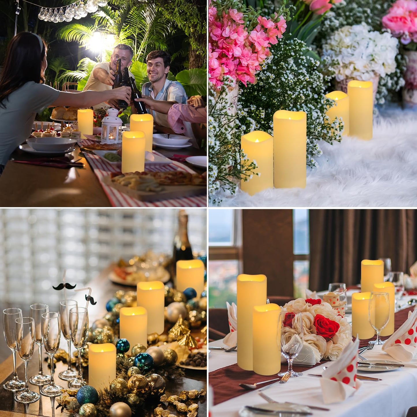 pliadvbu Flameless LED Candles 72 Pack, Outdoor Realistic Waterproof Votive Candles with 4 Remote Control and Timer for Halloween Wedding Festival Decor, (H 4" 5" 6" x D 2.2")…