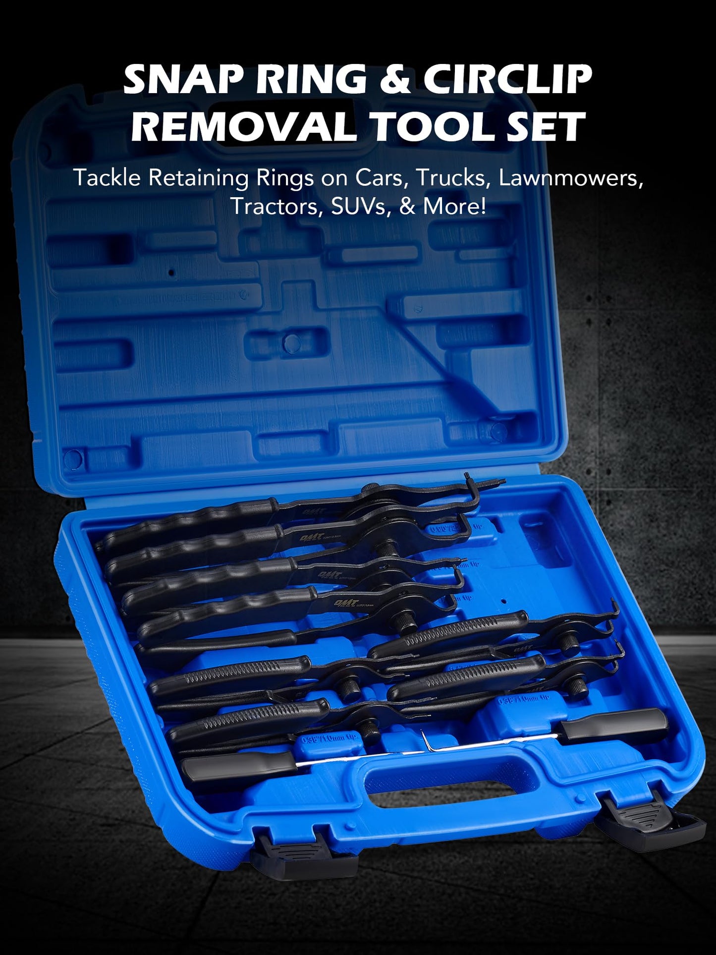 Orion Motor Tech 10pc Snap Ring Pliers Set, Internal & External Circlip Pliers With Bent & Straight Pliers, Hook Pick, Heavy Duty Removal Tool, Storage Case & Gloves