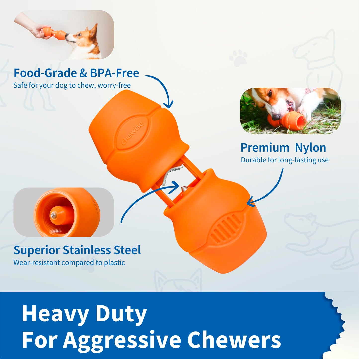Chewise Bully Stick Holder for Dogs, BPA-Free Safety Dog Chew Holder to Prevent Choking, Fits Various Bully Sticks and Dog Sizes