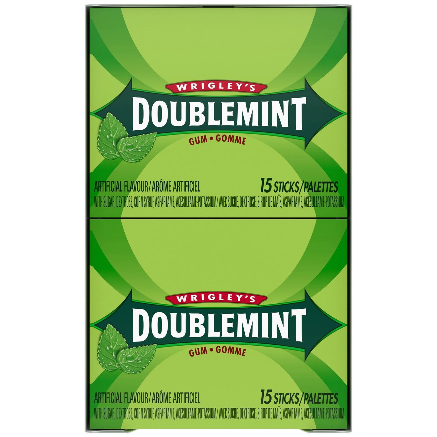 Wrigley's Doublemint Peppermint Flavoured Chewing Gum, 15 Sticks, 10 Packs